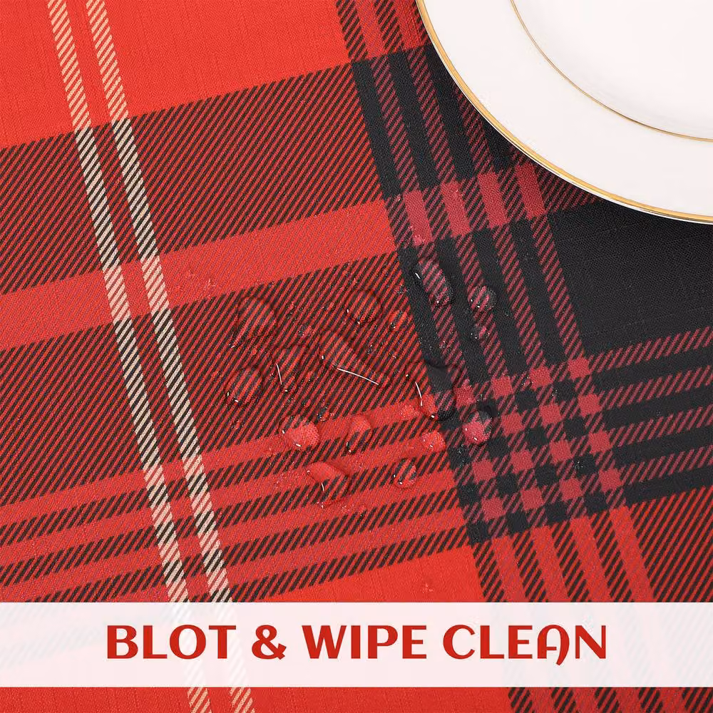 London Boutique Red Checked Waterproof Christmas Tablecloth, W: 137.16 cm, L: 228.6 cm – 6
