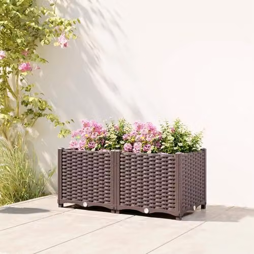 Outsunny Brown Plastic Raised Garden Bed with Legs and Drainage Holes W/D/H: 80 x 40 x 37 cm – 6