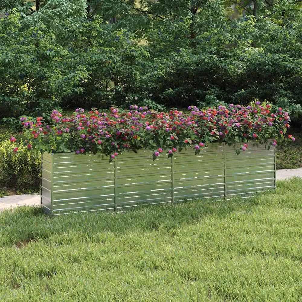 Berkfield Home Garden Galvanised Steel Raised Bed in Silver, W/D/H: 320 x 40 x 77 cm – 2