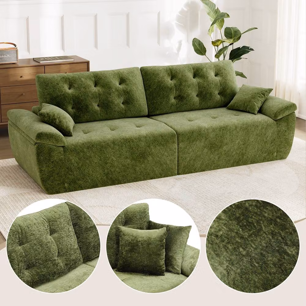 Dprodo 275cm Chenille 4 Seater Modular Sectional Sofa in Green – 3