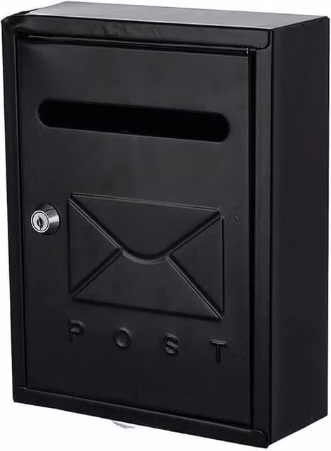 SPETLEK Black Wall Mounted Steel Letter Box with 2 Keys – 1