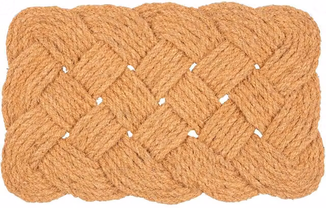 Nicola Spring Natural Coir Knotted Rectangular Door Mat, Brown, W: 68 cm, D: 43 cm