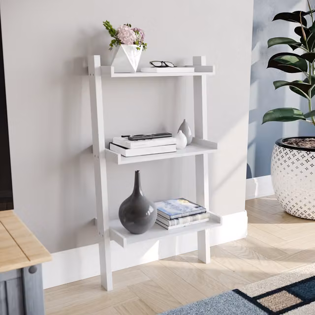Vida Designs York 3 Tier Ladder Bookcase in White