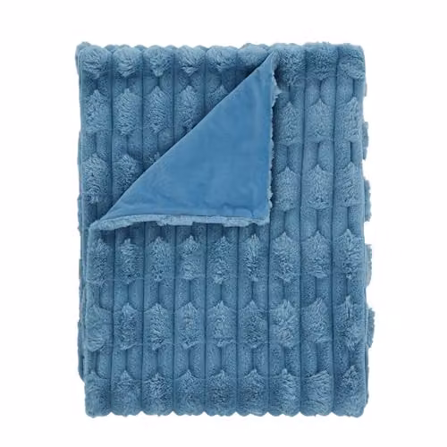 Bianca Carved Faux Fur Throw Blanket in Blue, W/D/H: 150 x 200 cm – 3