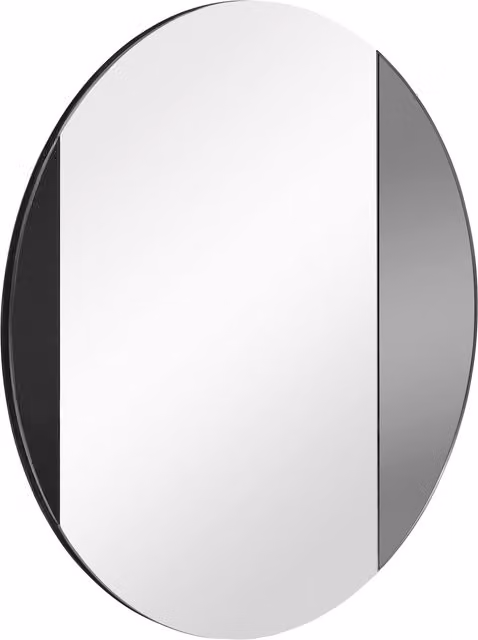 MH London Alpha Round Classic Wall Accent Mirror in Black and Grey Glass