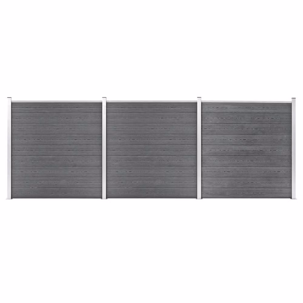 Berkfield Home Durable WPC Garden Fence, Grey, W: 526 cm, H: 186 cm – 2