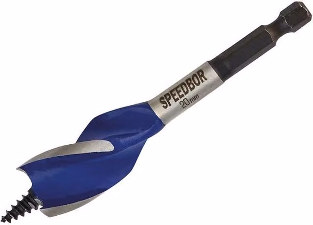 IRWIN Blue Groove 6X Stubby Wood Drill Bit, Silver and Blue, Diameter: 20 mm, Length: 100 mm