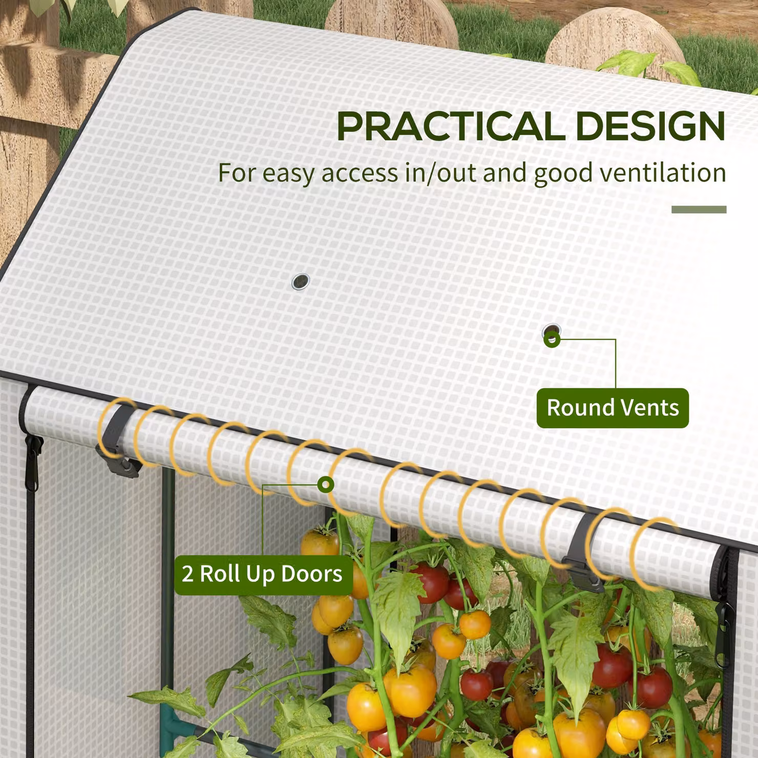 Outsunny Mini Greenhouse with 4 Wire Shelves, Portable Transparent Garden Grow House with Roll Up Door and Vents, W/D/H: 100 x 80 x 150 cm – 4