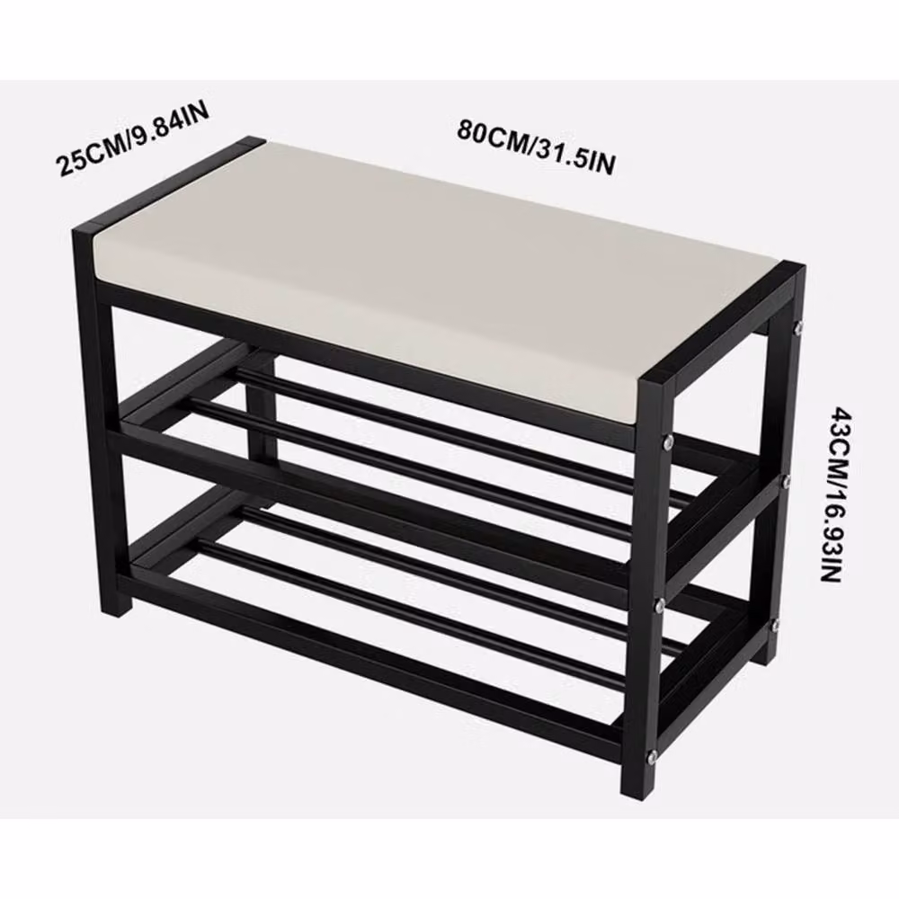 KORVIXA Modern Shoe Storage Bench Stool and Rack in Synthetic Leather – 2
