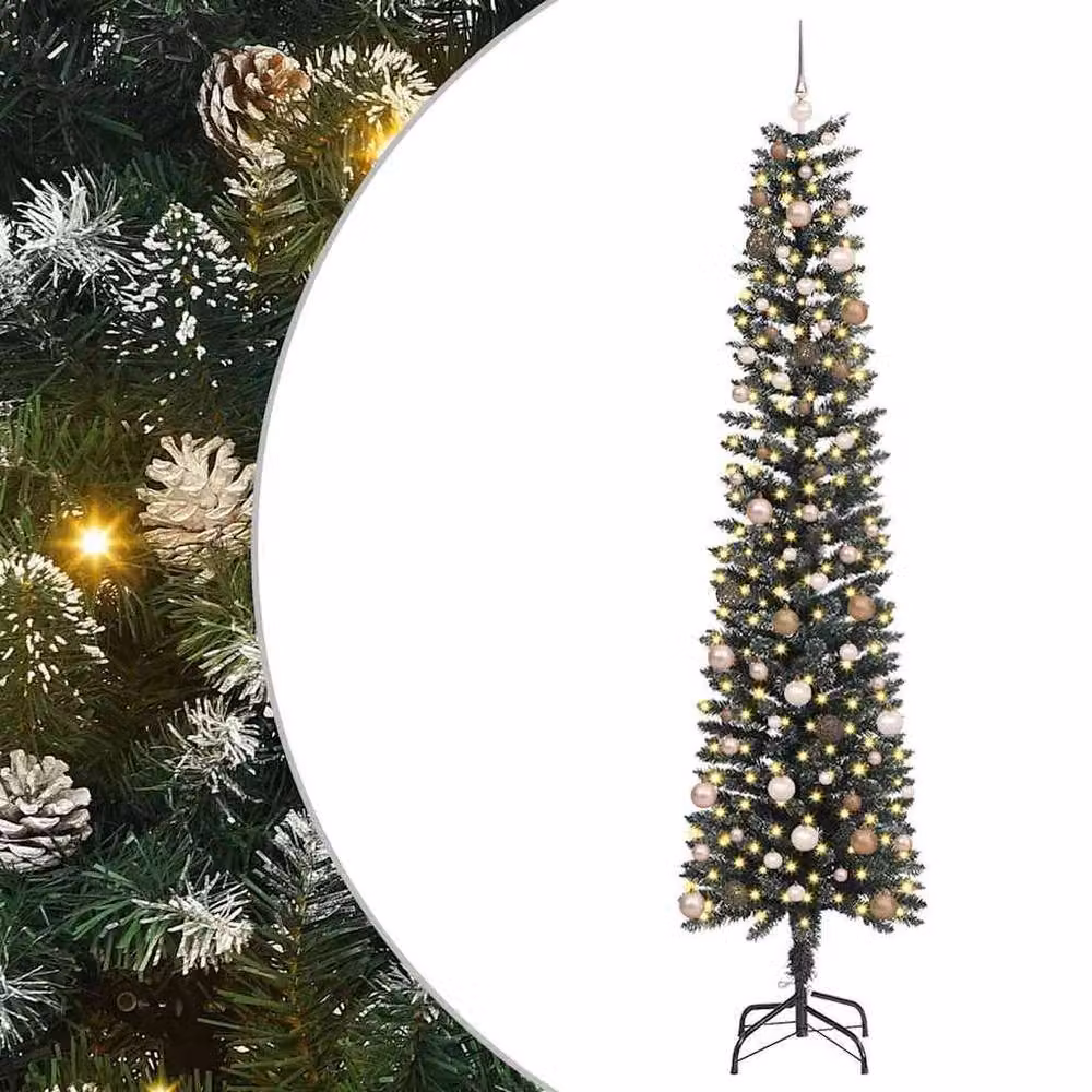 Berkfield Home Green Artificial Christmas Tree with 300 LEDs, W/D/H: 58 x 58 x 240 cm – 2