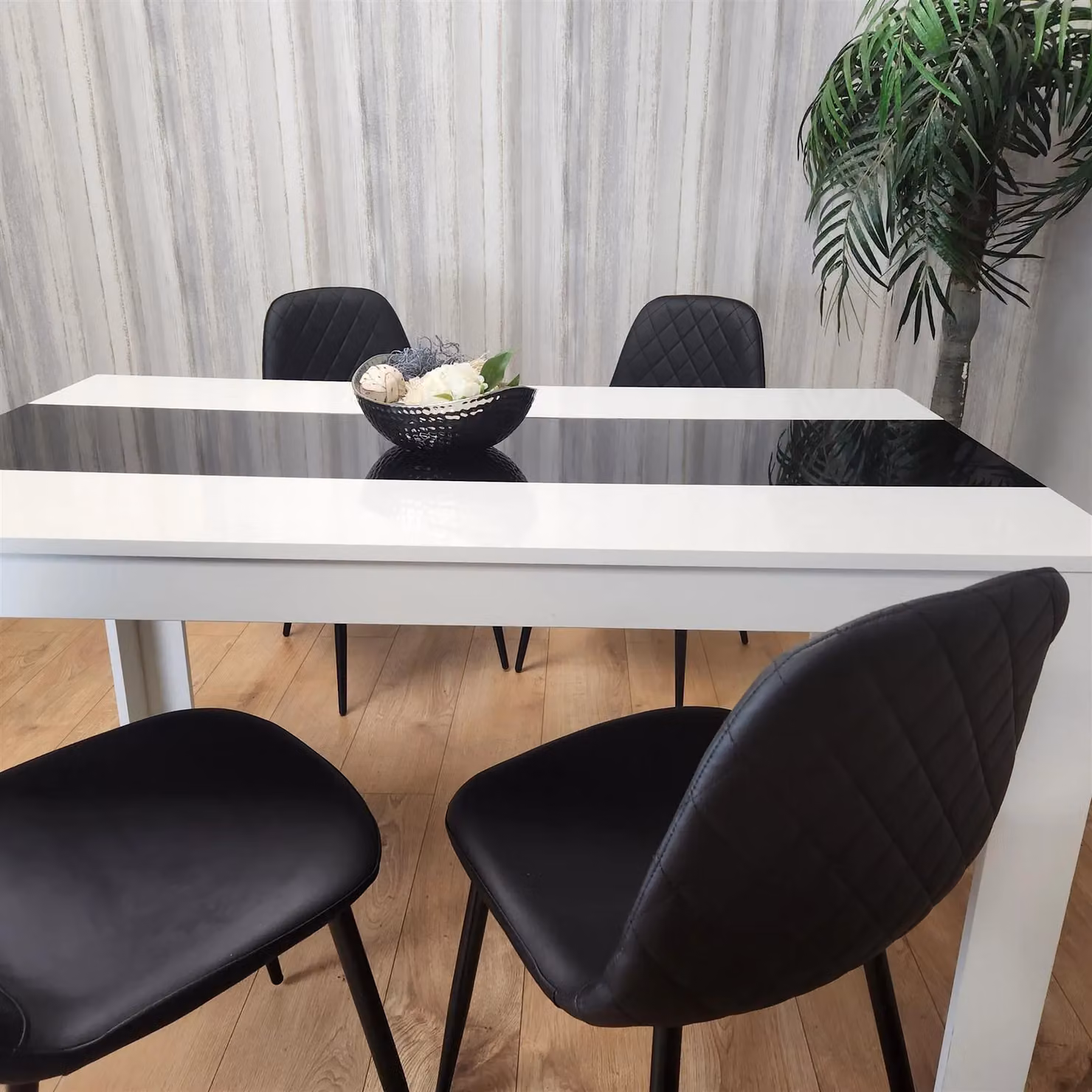 KOSY KOALA Modern Rectangular Dining Table and 4 Chairs Set in White and Black – 5