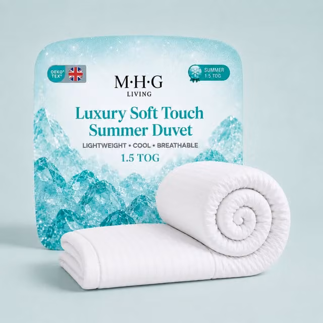 MHG Living 1.5 Tog Summer Microfibre Duvet, White, W/D/H: 135 x 200 cm