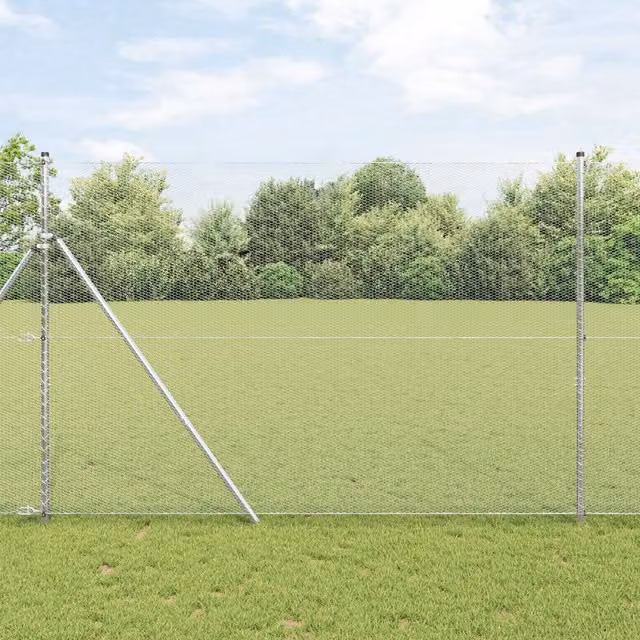 Berkfield Home Silver Galvanised Steel Hexagon Fence, H: 150 cm x W: 10 m – 1