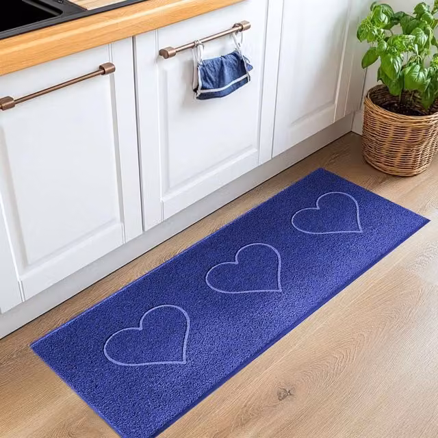 Nicoman Blue PVC Spaghetti Heart Embossed Runner Rug for Hallway and Kitchen, W/D: 60 x 150 cm – 1