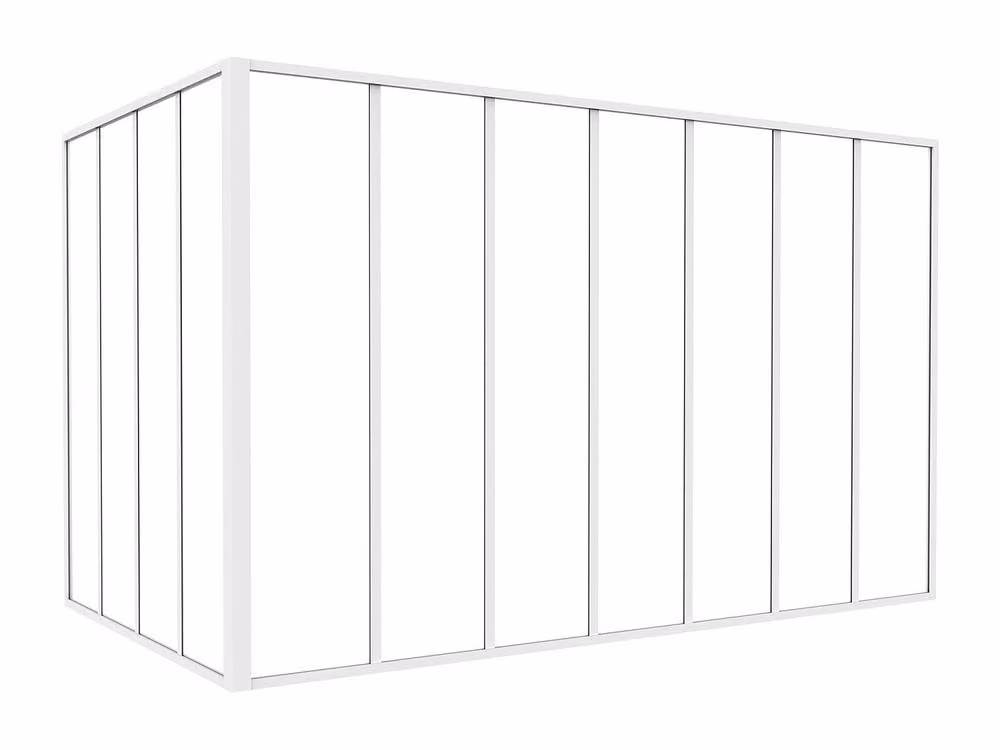 Vente-unique Corner Studio Glass Panelling in Powder-Coated Aluminium, White, H: 210 cm, W: 120 cm, D: 130 cm – 2
