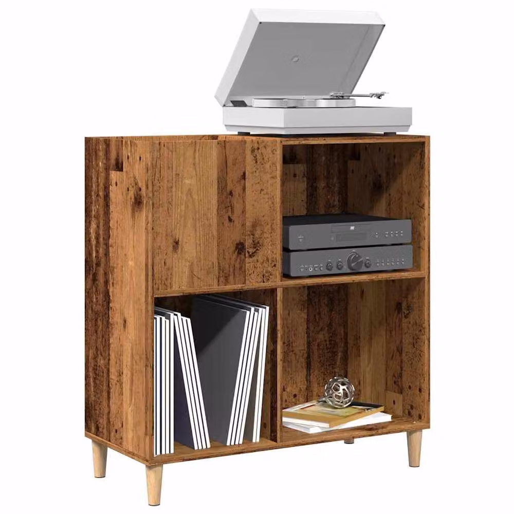 Berkfield Home Record Cabinet in Old Wood Brown, W/D/H: 84.5 x 38.0 x 89.0 cm – 2