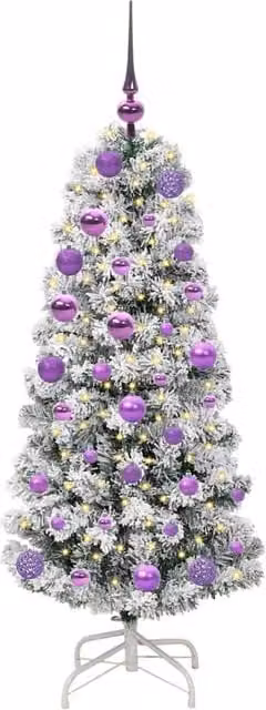 Berkfield Home Realistic Artificial Hinged Tabletop Christmas Tree in Green and White, Height: 120 cm
