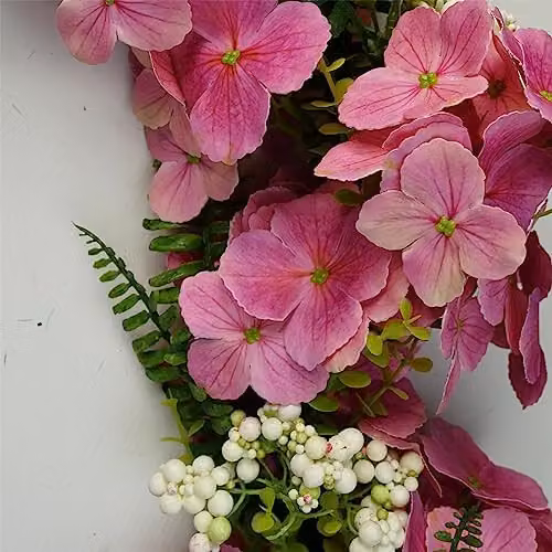 Pink and Multicolour Leaf Design Artificial Hanging Plant Garland with Floral Foliage – 3