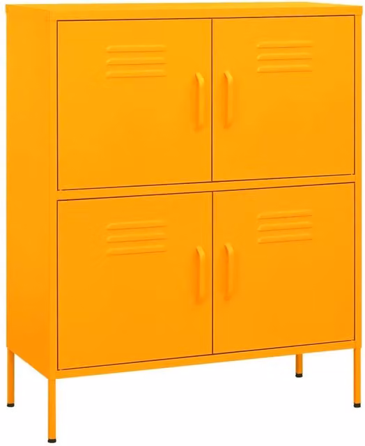 Berkfield Home Freestanding Metal Storage Cabinet in Mustard Yellow, W/D/H: 80 x 35 x 101.5 cm