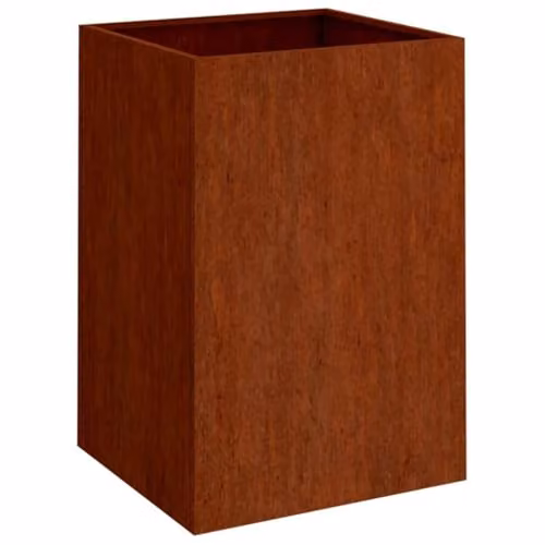 vidaXL Corten Steel Planter Tub, Brown, W: 52 cm, D: 48 cm, H: 75 cm – 1
