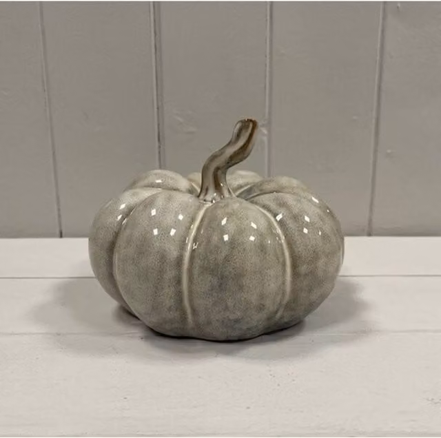 KDMD Beige Mottle Ceramic Pumpkin Tabletop Decoration for Autumn and Halloween