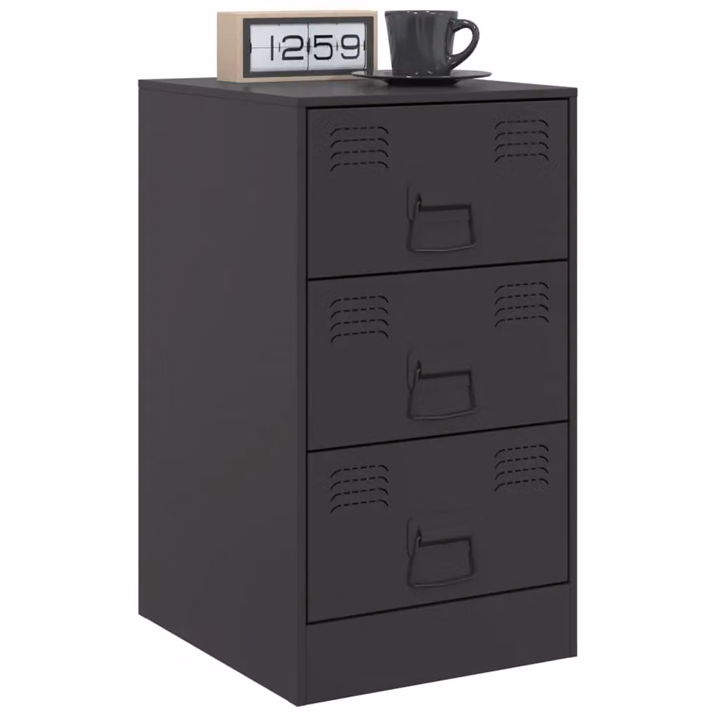 Berkfield Home Set of 2 Black Metal Industrial Bedside Cabinets, W/D/H: 34.5 x 39 x 62 cm – 2