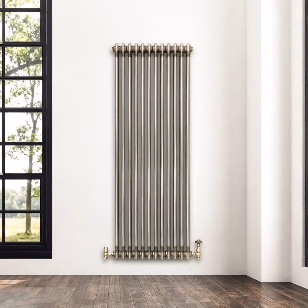 Monstershop Traditional 2 Column Steel Radiator in Silver, H: 150 cm x W: 56 cm x D: 5.6 cm – 4