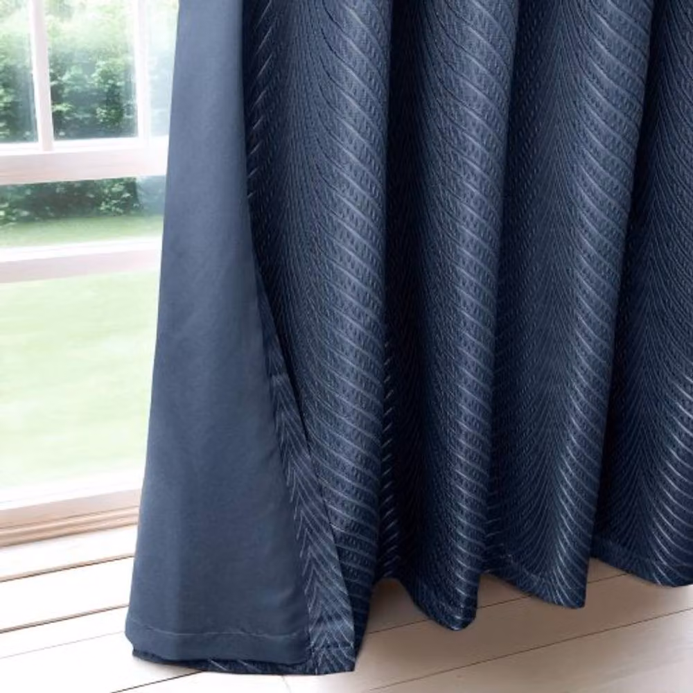 New Edge Blinds Wave Woven Jacquard Curtains in Blue, Width: 168 cm, Drop: 137 cm – 3