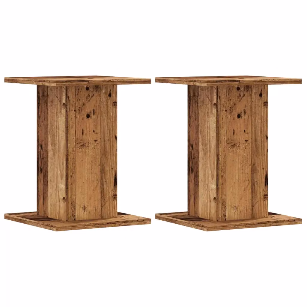Berkfield Home Set of 2 Rustic Brown Engineered Wood Plant Stands, W/D/H: 30 x 30 x 40 cm – 2