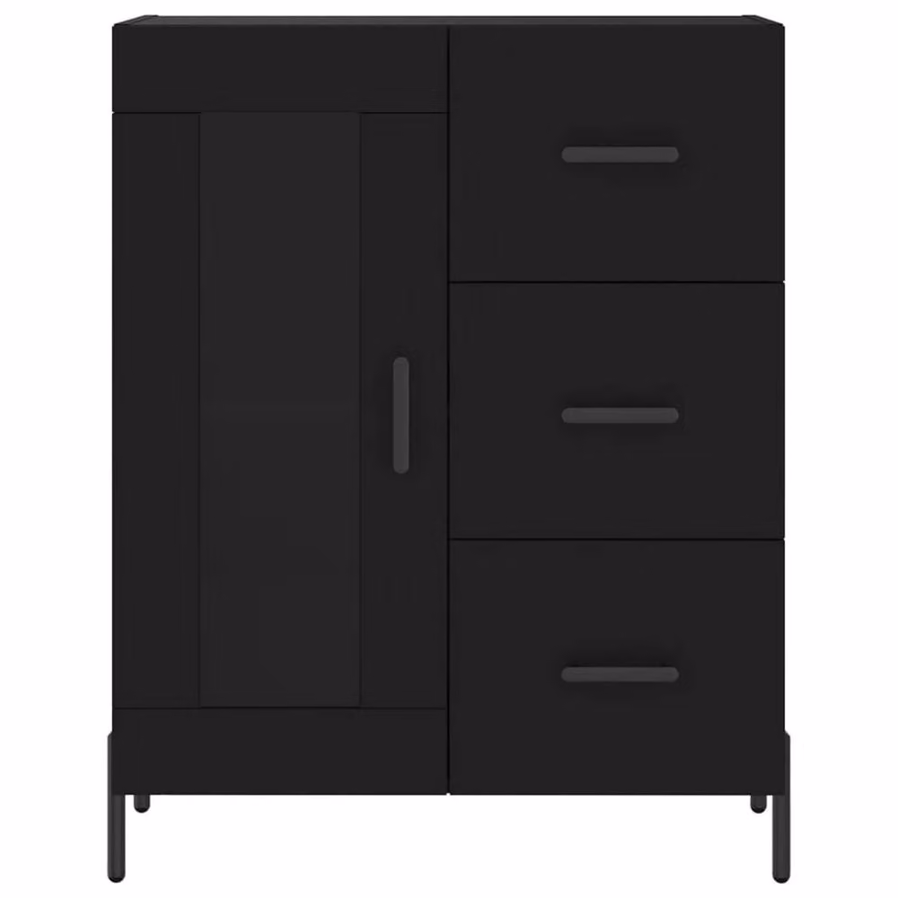 Berkfield Home Modern Black Highboard with Glass Doors, W/D/H: 69.5 x 34 x 180 cm – 4