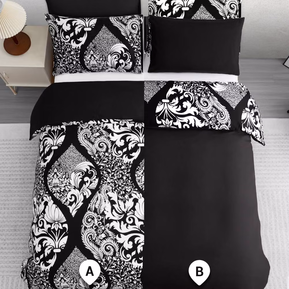Grace Luxury Hypoallergenic Microfibre Duvet Cover and Pillowcase Set, Black, W: 200 cm, H: 180 cm – 2
