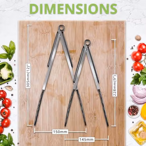 Oliver's Kitchen Set of 2 Black Silicone and Stainless Steel Cooking Tongs with Heat Resistant and Non-Scratch Design – 4