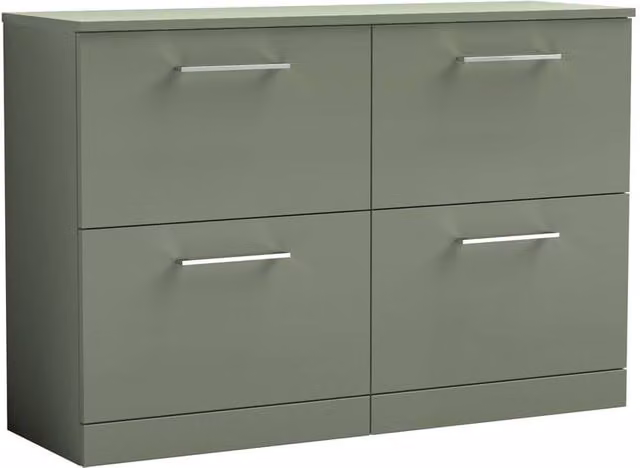 Balterley Modern 4 Drawer Floor Standing Vanity Unit and Worktop in Satin Green, Width: 120 cm