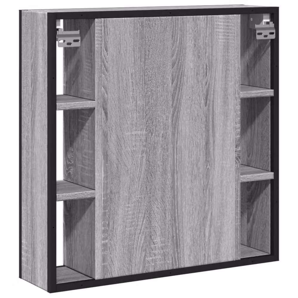 Berkfield Home Grey Sonoma Bathroom Mirror Cabinet, W: 60 cm, H: 60 cm, D: 16 cm – 6