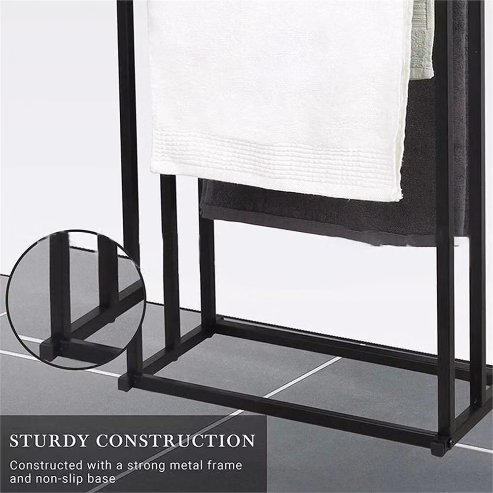 Nordara Black 3 Tier Freestanding Metal Towel Rail Stand Unit H 86.0 x W 44.0 x D 21.0 cm – 4