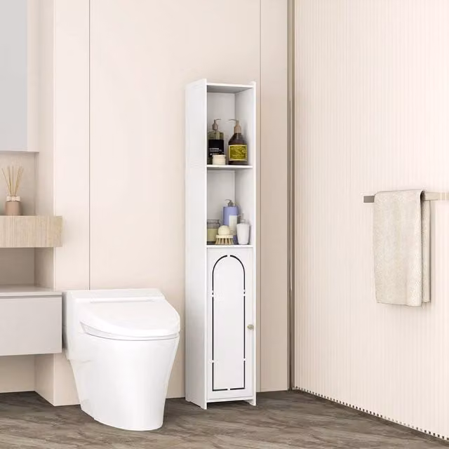 EONLION Typ B Slimline Free Standing Bathroom Tallboy Cabinet in White