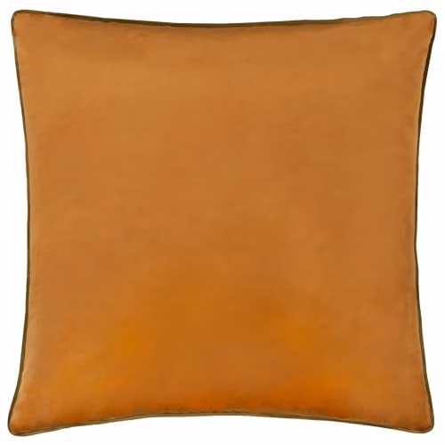 furn Meridian Velvet Square Cushion in Orange and Green, W/D/H: 55 x 55 x 55 cm