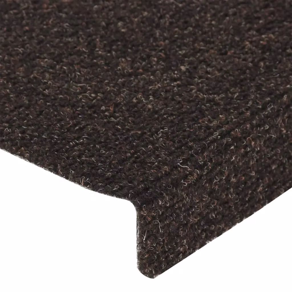 Berkfield Home Needle Punch Stair Mats, 15 Pack, Dark Brown, W/D/H: 65 x 21 x 4 cm – 3