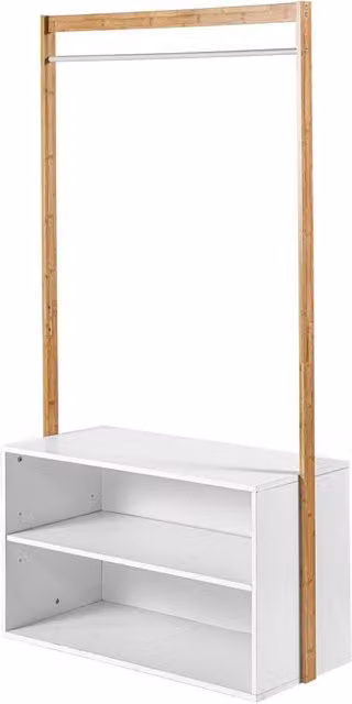 CALICOSY White Entryway Wardrobe with Storage and Hanging Rod, W/D/H: 90 x 40 x 171 cm – 1