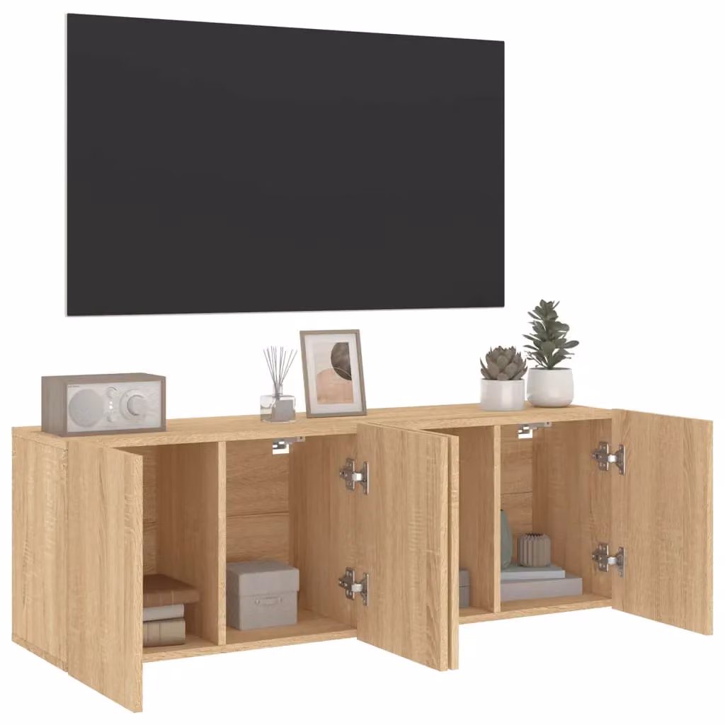 Berkfield Home Wall-mounted TV Cabinets, 2 Piece Set, Sonoma Oak, Brown, W/D/H: 60 x 30 x 41 cm – 3