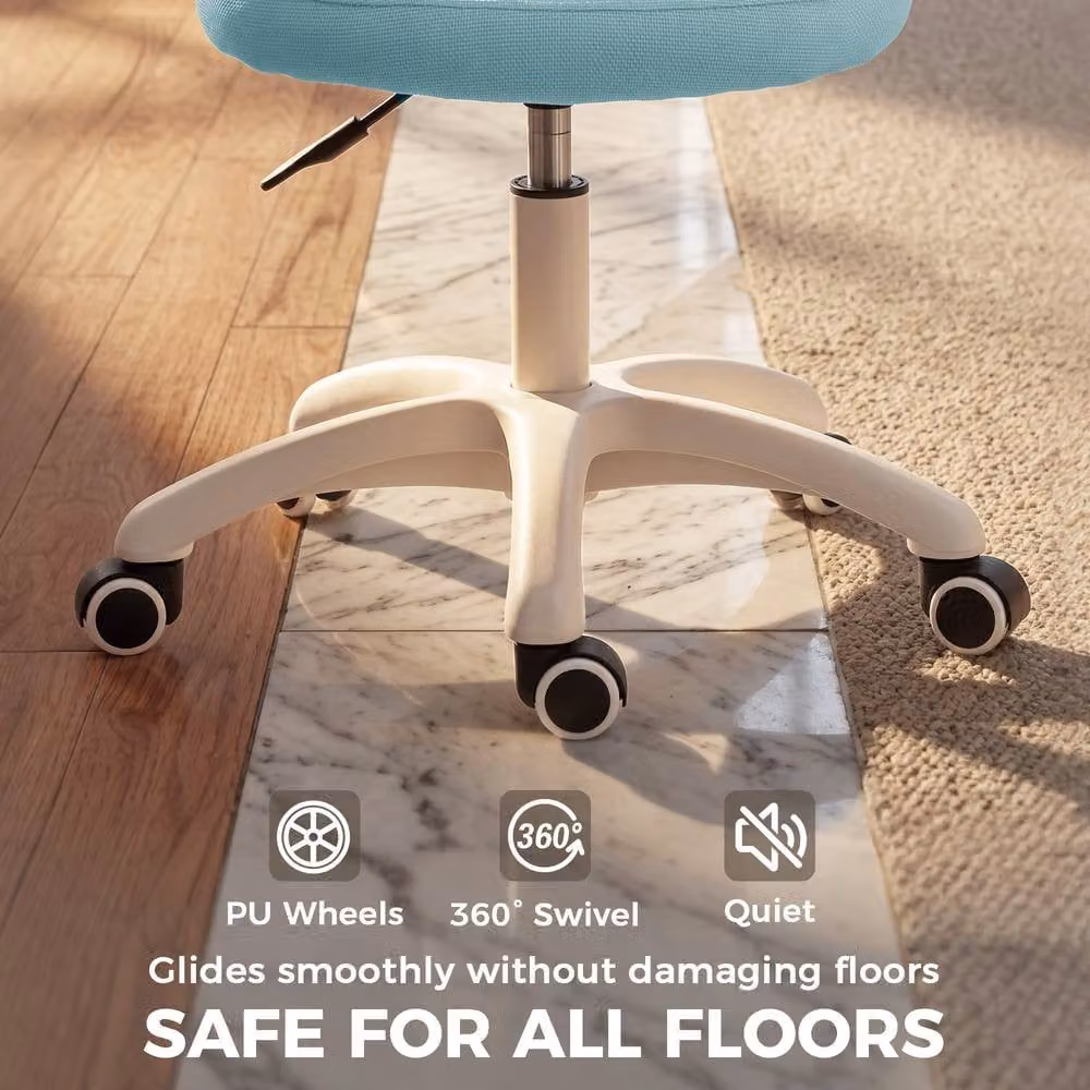 STILVORA Blue Fabric Armless Mesh Task Chair with 360 Degree Swivel and Castors, W/D/H: 44 x 43 x 120 cm – 5