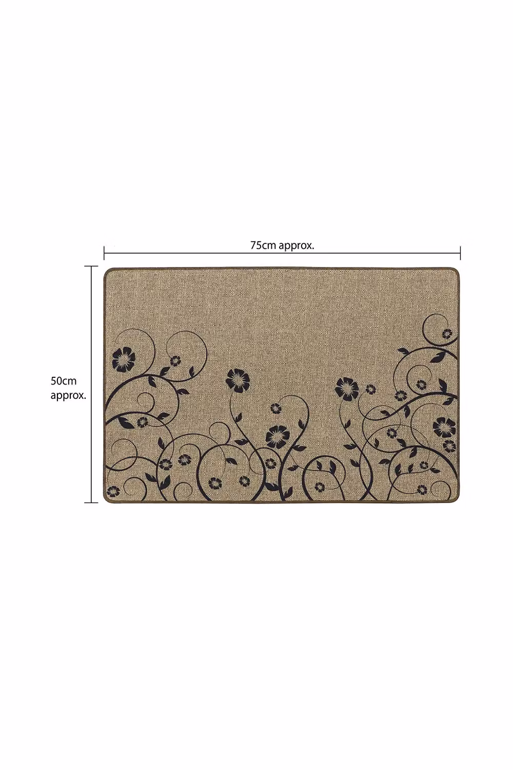 JVL Elegance Floral Machine Washable Indoor Doormat, Beige, W: 50 cm, D: 75 cm – 3