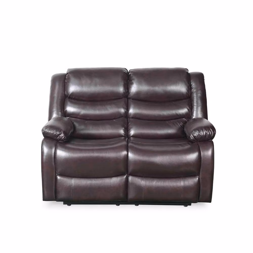 Furnishings For Less UK Cortland Brown Leather Look 3 + 2 Manual Reclining Sofa Suite – 3