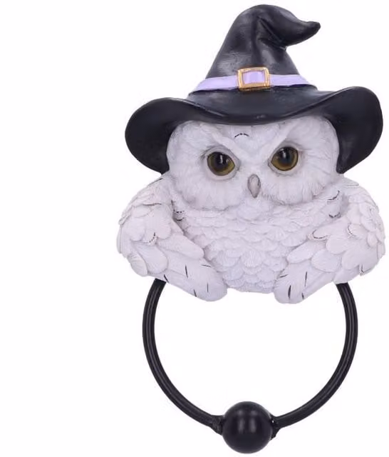 Nemesis Now Snowy Owl Magic Door Knocker in Black and White, Height: 21 cm
