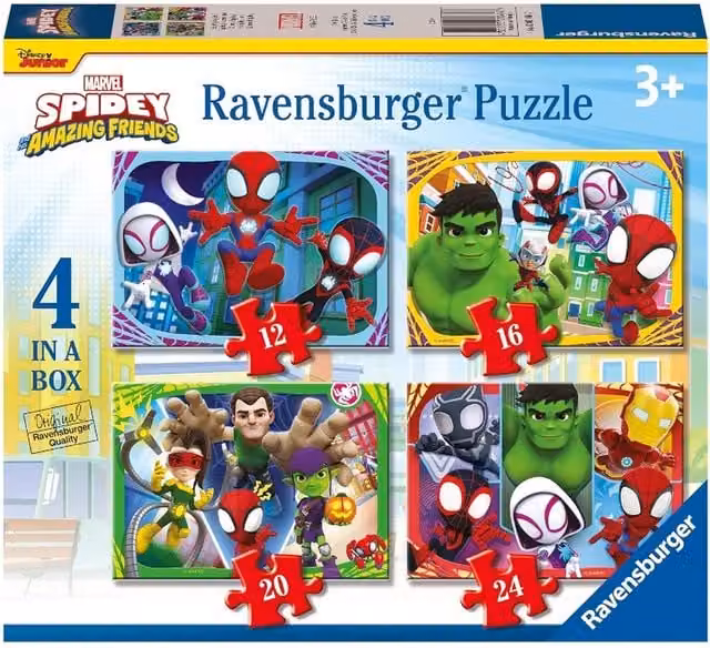 Ravensburger Marvel Spidey and His Amazing Friends 2D Jigsaw Puzzles, Pack of 4, Multicolour