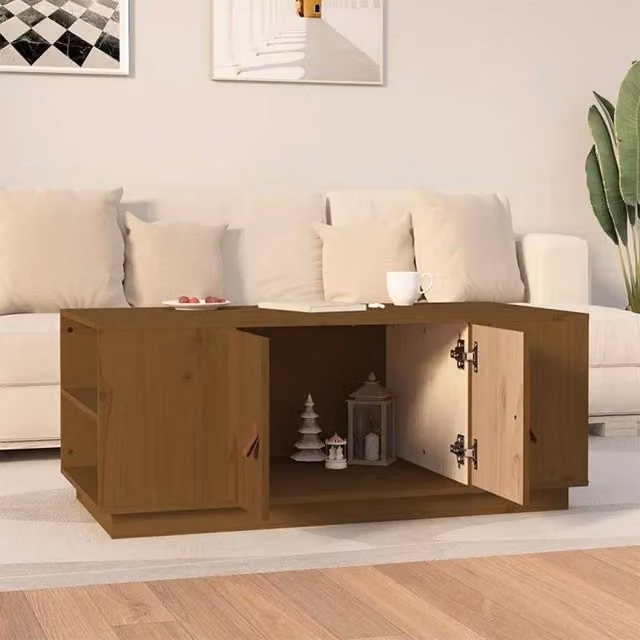 Berkfield Home Beautiful Coffee Table in Honey Brown Solid Pine Wood, W/D/H: 100 x 50 x 41 cm