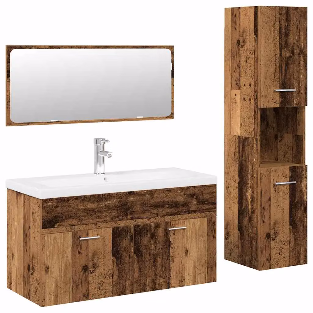 Berkfield Home 4 Piece Vintage Bathroom Furniture Set in Brown Engineered Wood – 2