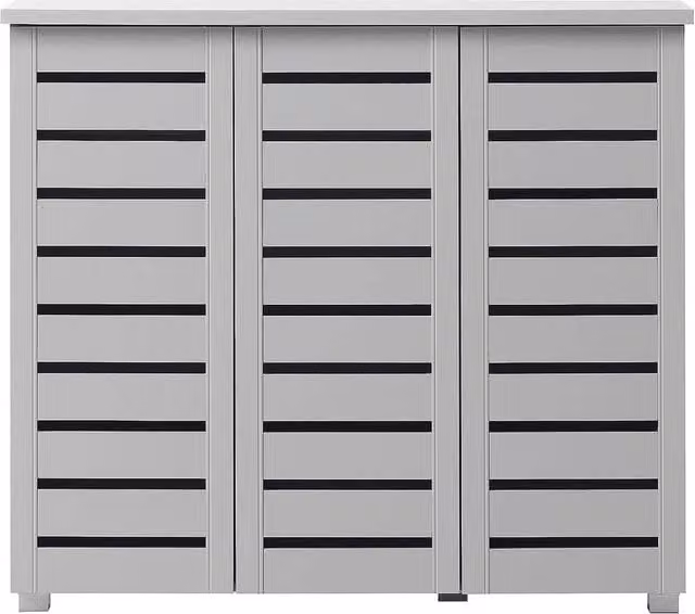 FORGEVIO Modern Grey Shoe Storage Cabinet with Hinged Doors and Internal Shelves