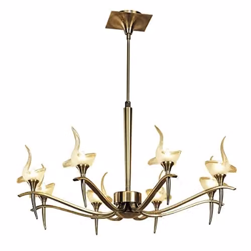 Inspired Mantra Fusion Viena Round Telescopic Pendant Light, 8 x G9, Antique Brass and White – 1