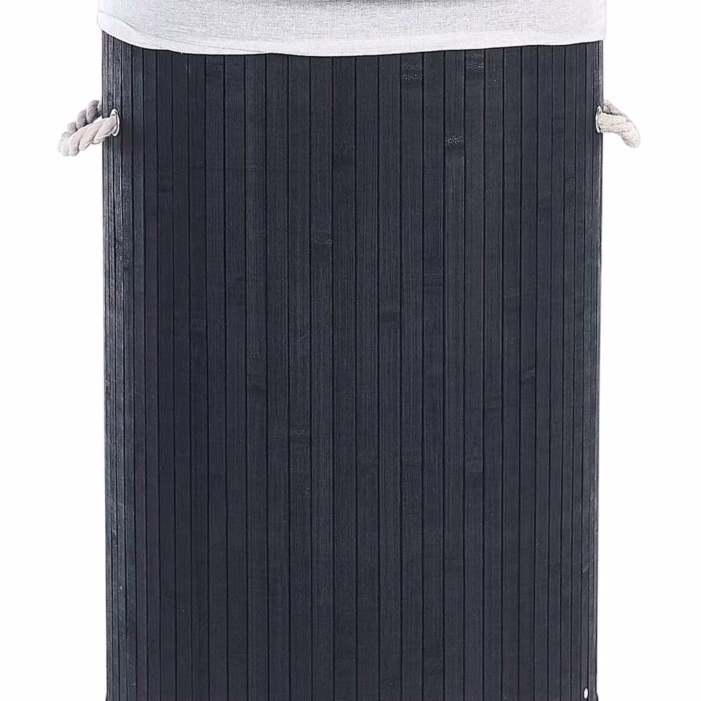 Wyld and Coco Bit Black Stained Bamboo Laundry Basket with Lid and Removable Polyester Lining – 2